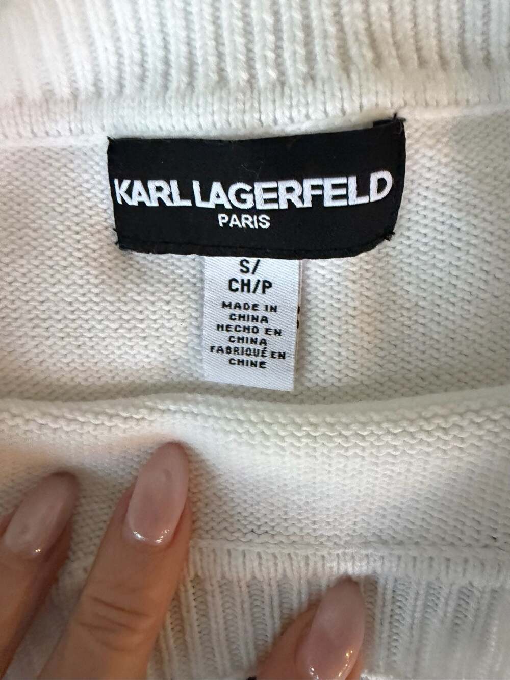 Karl Lagerfeld Paris Women's Bonjour Graphic Knit Crewneck Sweater - Size Small - Picture 4 of 4